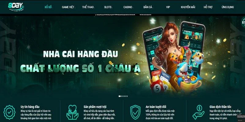 Nhà cái 8 DAY sở hữu giao diện cực đẹp mắt.